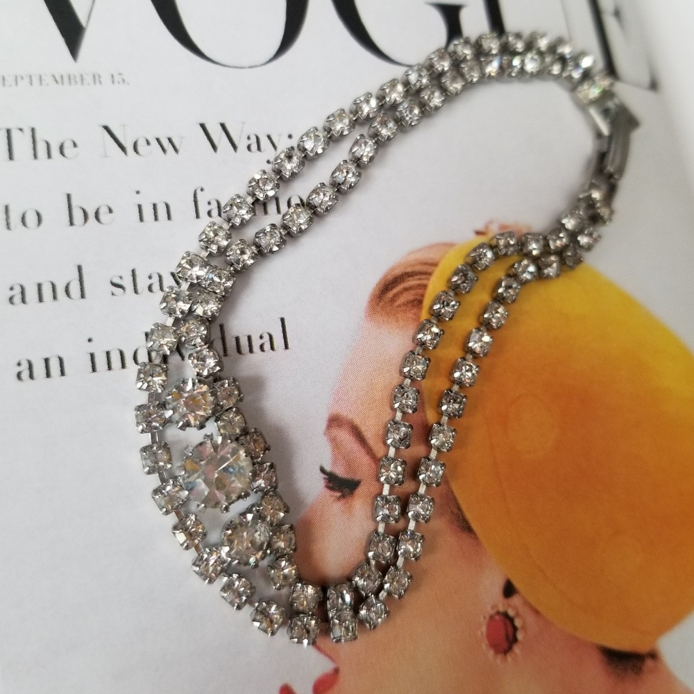 ❗Vintage 1950s Silver Rhinestone Statement Bracelet❗